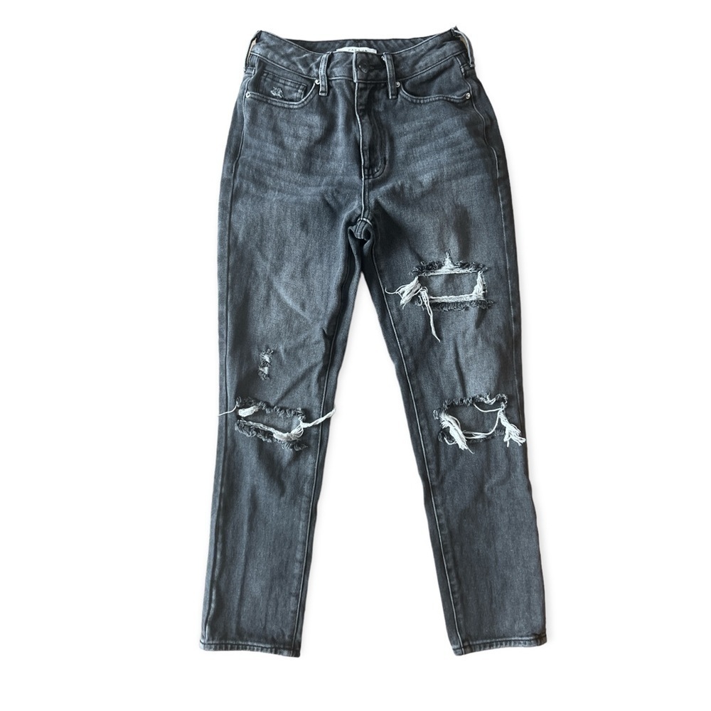 PacSun Women’s Distressed Busted Grey High Rise Mom Jeans, Size 23